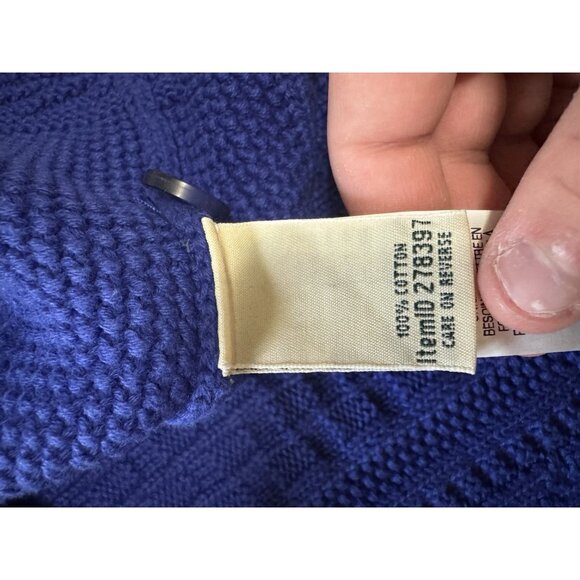 L.L. Bean Women's Cable Knit Button Down Cardigan Sweater Blue Size L CabinCore - Picture 8 of 13